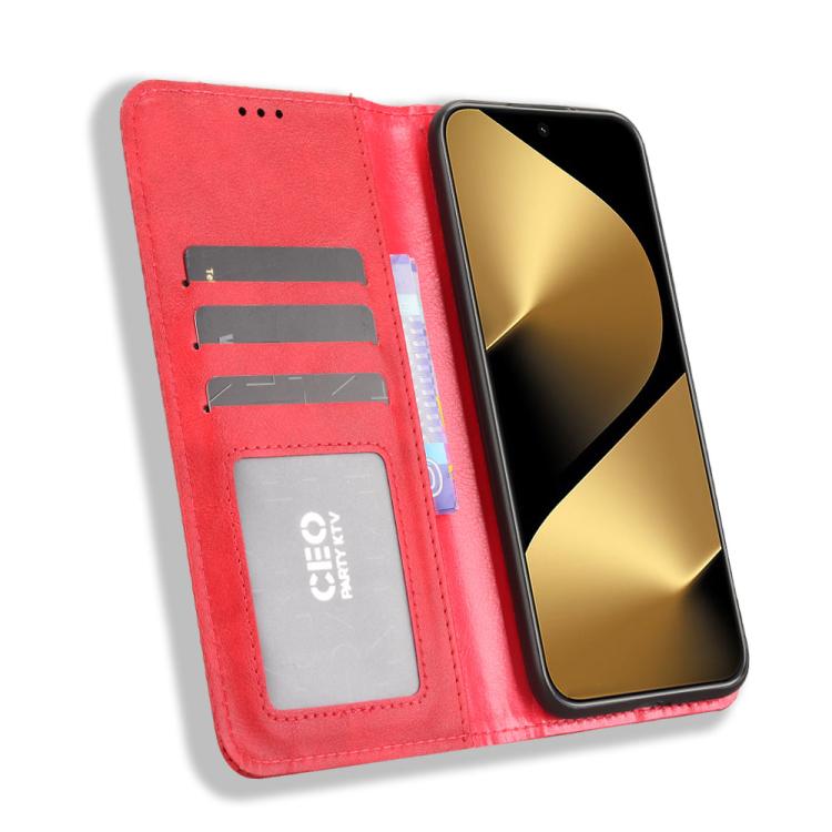 Funda de cuero con textura retro y hebilla magnética para Huawei Pura 80 Ultra 5G (roja)