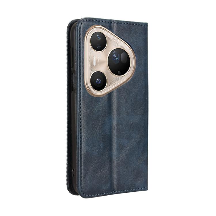 Funda de cuero con textura retro y hebilla magnética para Huawei Pura 80 Ultra 5G (azul)