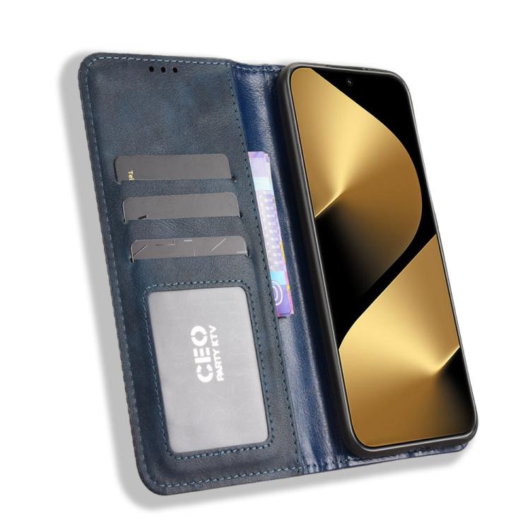 Funda de cuero con textura retro y hebilla magnética para Huawei Pura 80 Ultra 5G (azul)