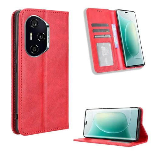 Funda de Cuero con Textura Retro y Hebilla Magnética para Honor 300 Pro 5G / 300 Ultra 5G (Roja)