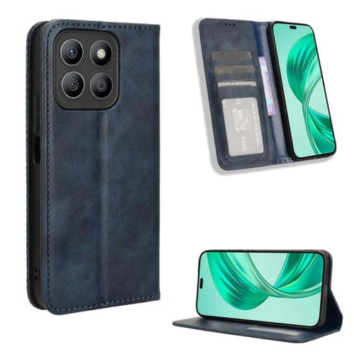 Funda de Cuero Honor X8C 4G con Textura Retro y Hebilla Magnética (Azul)