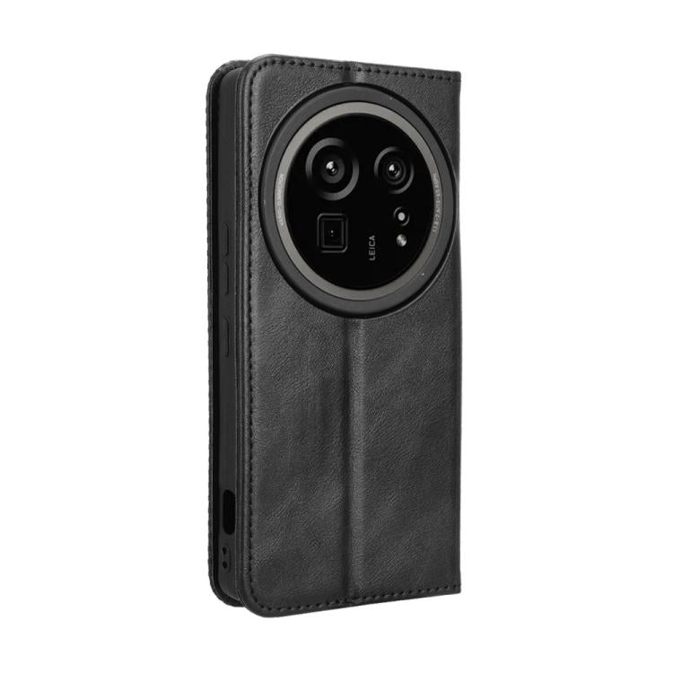 Funda Cuero Sharp Aquos R9 Pro Textura Retro Hebilla Magnética (Negro)