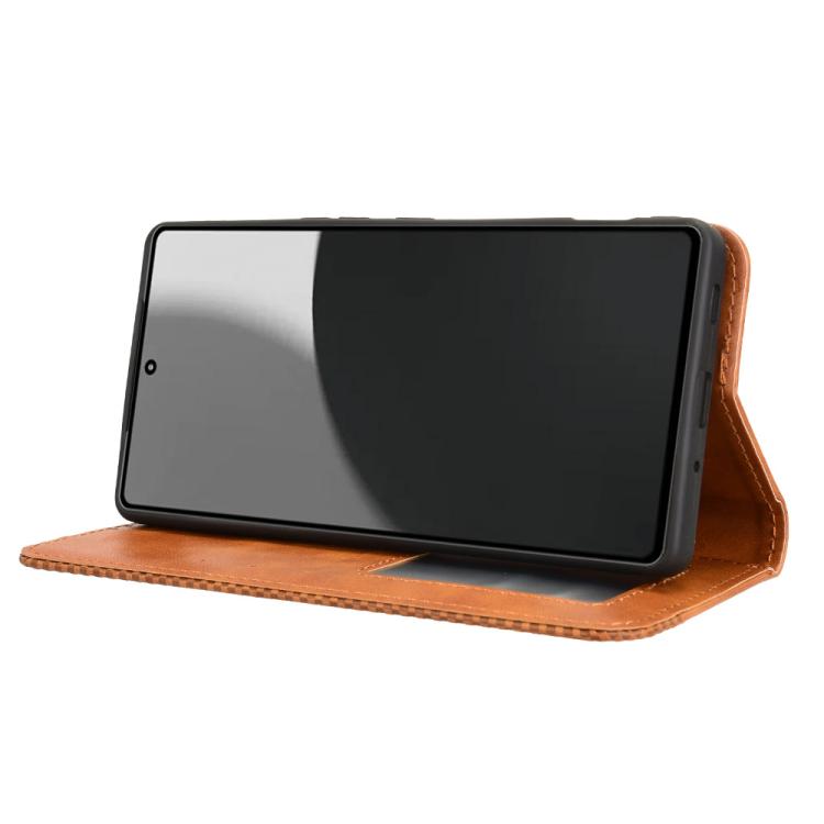 Funda de Cuero textura Retro con Hebilla Magnética para Sharp Aquos R9 Pro (Marrón)