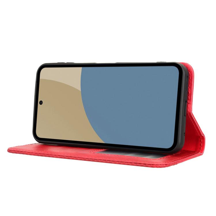 Funda de Cuero para Sharp Aquos Sense9 con Textura Retro y Hebilla Magnética (Rojo)