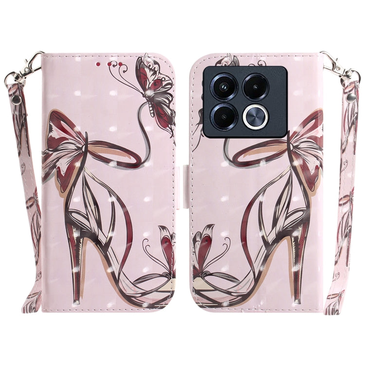 Funda de Cuero con Tapa Horizontal Color 3D para Infinix Note 40 5G (Mariposa de Tacón Alto)