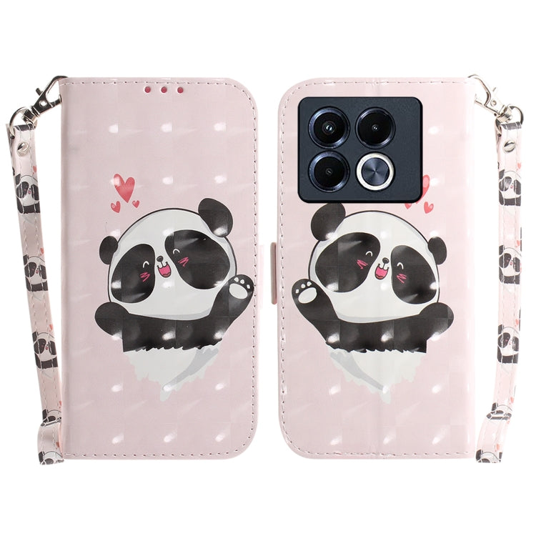 Funda de Cuero con Tapa Horizontal 3D para Infinix Note 40 5G (Panda con Forma de Corazón)