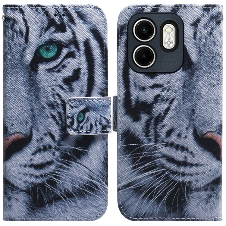 Funda de Cuero con Tapa y Dibujo a Color para Infinix Hot 50I Smart 9 (Tigre)