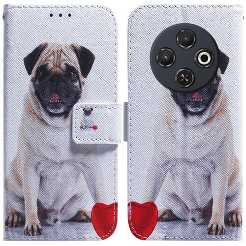 Funda de Cuero con Tapa para Teléfono Tecno Spark 30C con Dibujo Colorido (Pug)