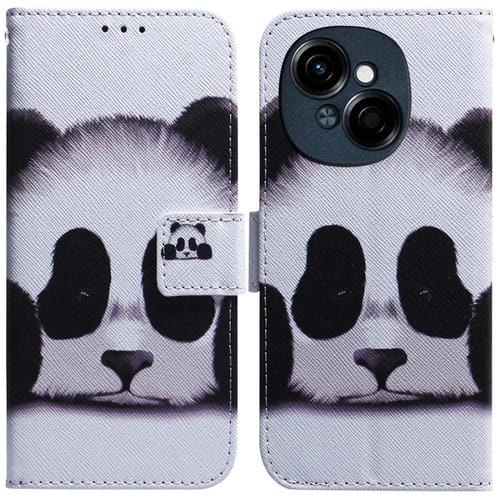 Funda de Cuero con Tapa para Tecno Spark Go 1 Pop 9 Pro con Dibujo Colorido (Panda)