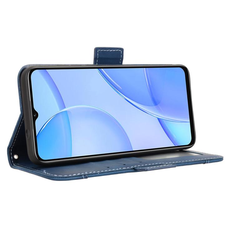 Funda de Piel Textura Becerro con Ranuras para Tarjetas para Oukitel C57S (Azul)