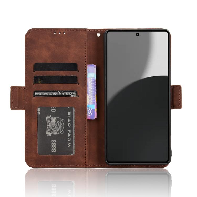 Funda de Piel Becerro para Sharp Aquos R9 Pro con Ranuras para Tarjetas (Marrón)