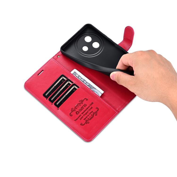 Funda de Piel de Oveja con Tapa Azns para Vivo Y300I 5G / Y39 5G Global (Roja)