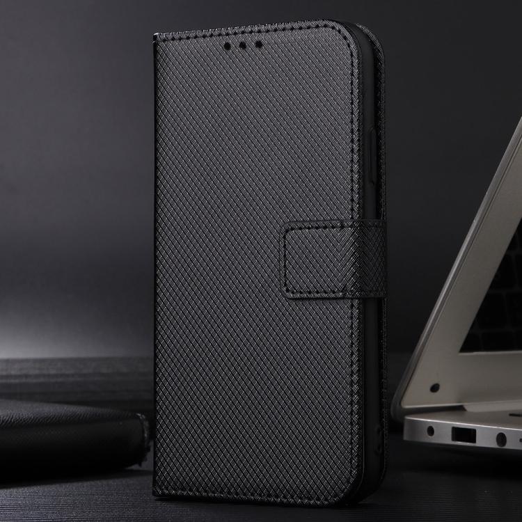 Funda de Cuero con Textura de Diamante para Teléfono TCL 503 (Negro)