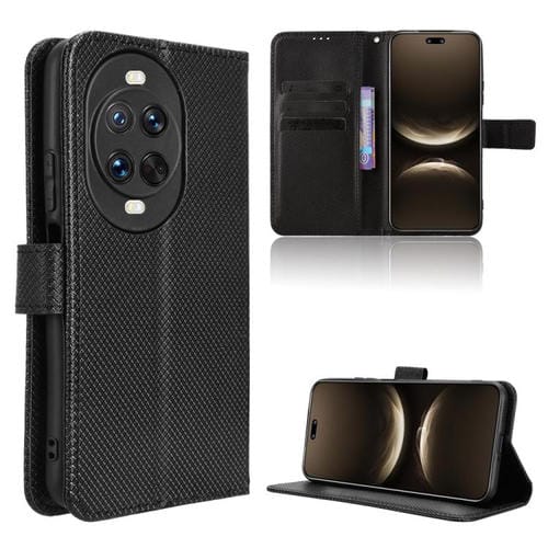 Funda de cuero con textura de diamante para Huawei Nova 14 Pro 5G (negra)