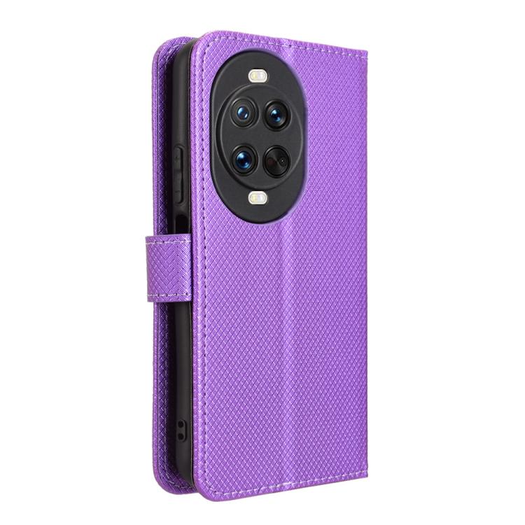 Funda de cuero con textura de diamante para Huawei Nova 14 Pro 5G (morada)