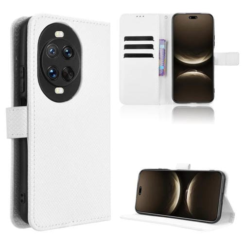 Funda de cuero con textura de diamante para Huawei Nova 14 Ultra 5G (blanca)