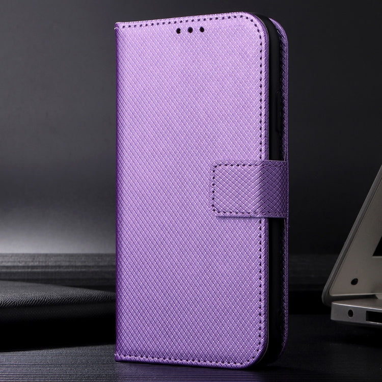 Funda de Cuero para Sony Xperia 10 Vi (2024) con Textura de Diamante (Púrpura)