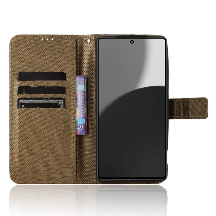 Funda de Cuero para Sharp Aquos R9 Pro con Textura de Diamante (Marrón)