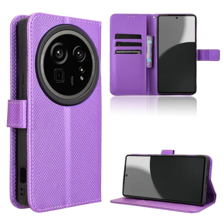 Funda de Cuero para Sharp Aquos R9 Pro con Textura de Diamante (Morado)