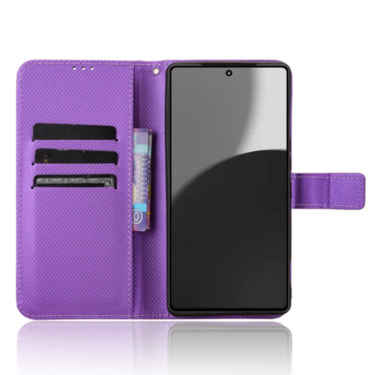 Funda de Cuero para Sharp Aquos R9 Pro con Textura de Diamante (Morado)