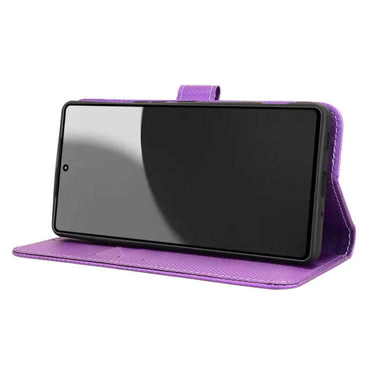 Funda de Cuero para Sharp Aquos R9 Pro con Textura de Diamante (Morado)