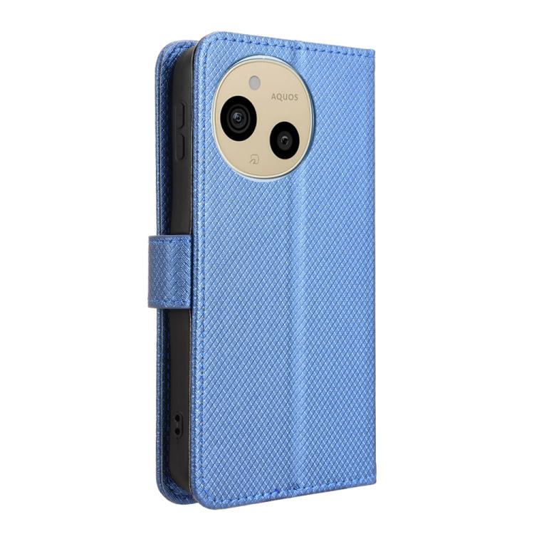 Funda de Cuero para Sharp Aquos Sense9 con Textura de Diamante (Azul)