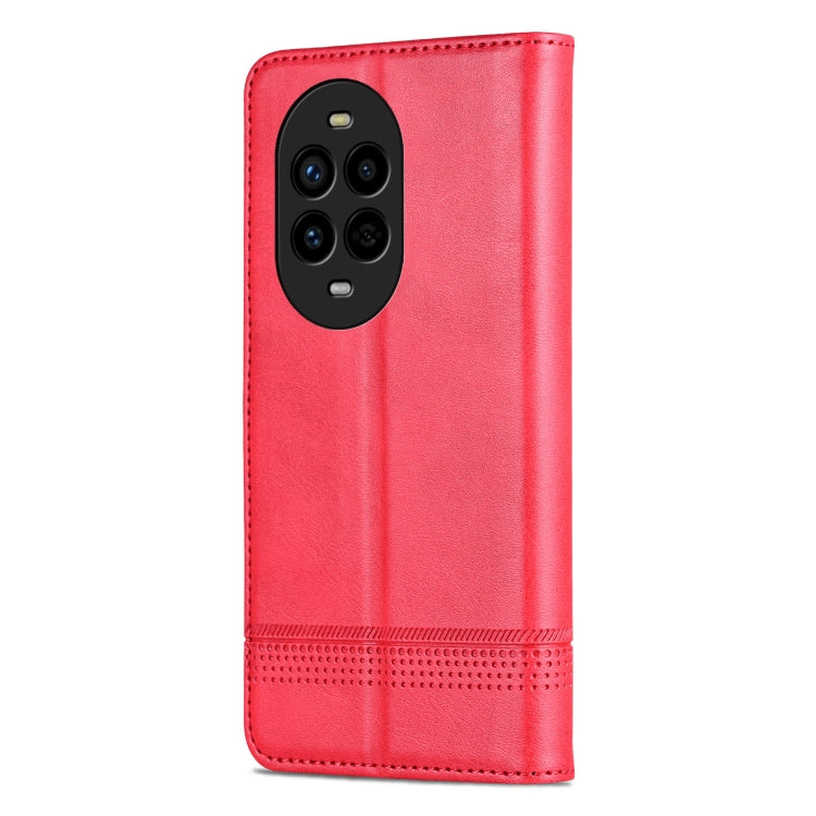 Funda de Cuero Azns con Tapa Magnética y Textura de Piel de Becerro para Huawei Nova 13 Pro (Rojo)