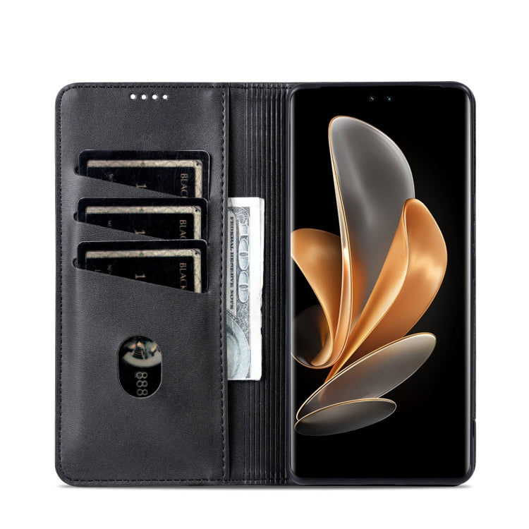 Funda de Cuero Azns con Tapa Magnética y Textura de Piel de Becerro para Huawei Nova 13 Pro (Negra)