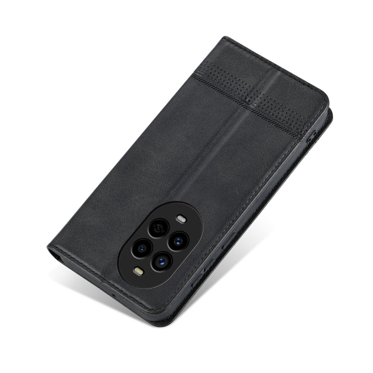 Funda de Cuero Azns con Tapa Magnética y Textura de Piel de Becerro para Huawei Nova 13 Pro (Negra)