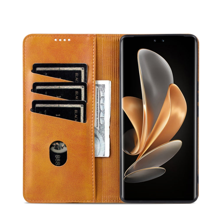 Funda de Cuero Azns con Tapa Magnética para Huawei Nova 13 Pro (Marrón Claro)