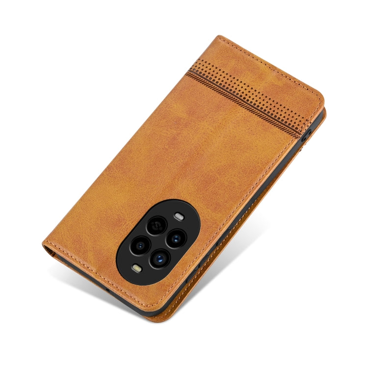 Funda de Cuero Azns con Tapa Magnética para Huawei Nova 13 Pro (Marrón Claro)