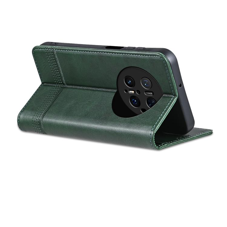 Funda Piel Sintética Azns con Tapa Magnética para Huawei Mate 70 Pro/70 Pro+ (Verde Oscuro)