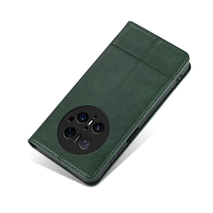 Funda Piel Sintética Azns con Tapa Magnética para Huawei Mate 70 Pro/70 Pro+ (Verde Oscuro)