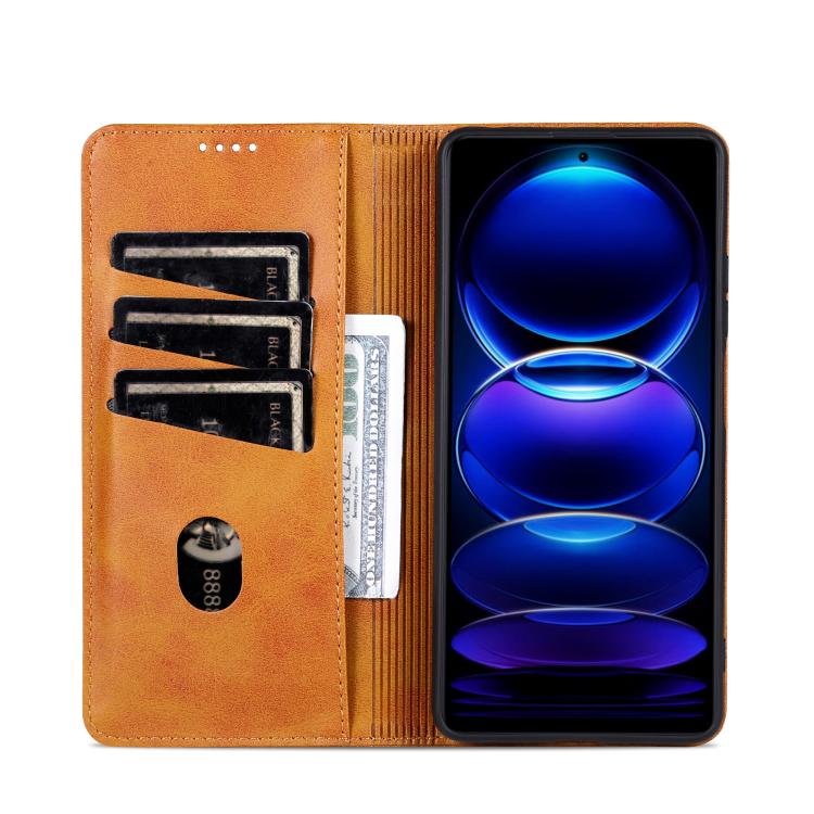 Funda de Piel Sintética con Tapa Magnética Azns para Huawei Mate 70 Pro/70 Pro+ (Marrón Claro)