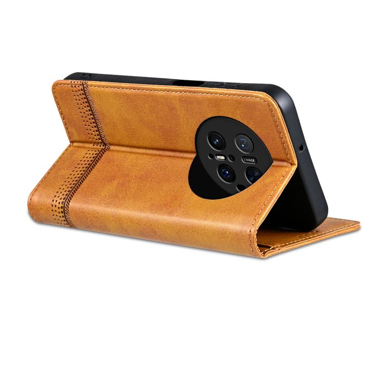 Funda de Piel Sintética con Tapa Magnética Azns para Huawei Mate 70 Pro/70 Pro+ (Marrón Claro)