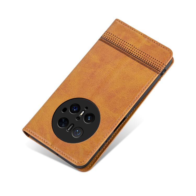 Funda de Piel Sintética con Tapa Magnética Azns para Huawei Mate 70 Pro/70 Pro+ (Marrón Claro)