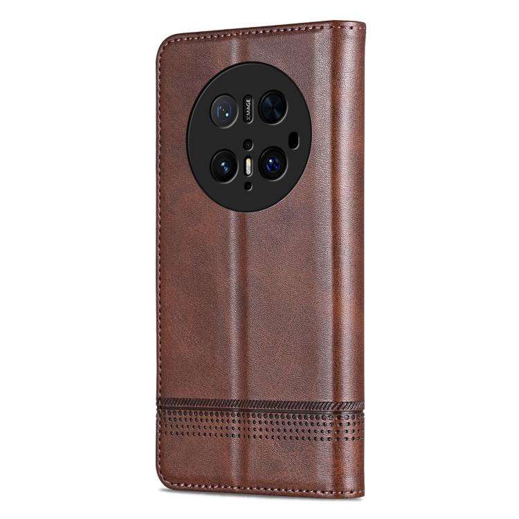 Funda Piel Sintética Azns con Tapa Magnética para Huawei Mate 70 Pro/70 Pro+ (Marrón Oscuro)