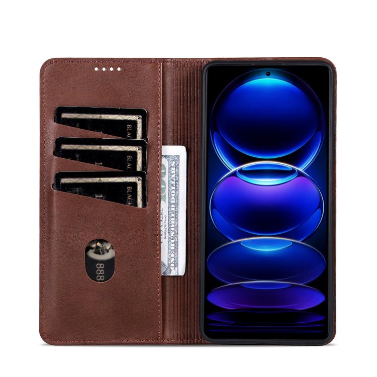 Funda Piel Sintética Azns con Tapa Magnética para Huawei Mate 70 Pro/70 Pro+ (Marrón Oscuro)