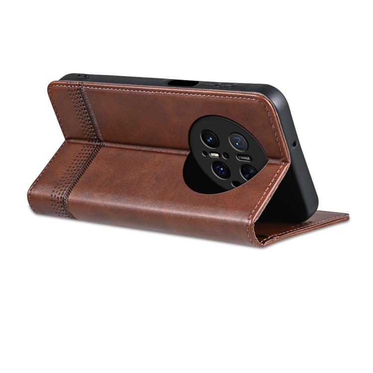 Funda Piel Sintética Azns con Tapa Magnética para Huawei Mate 70 Pro/70 Pro+ (Marrón Oscuro)