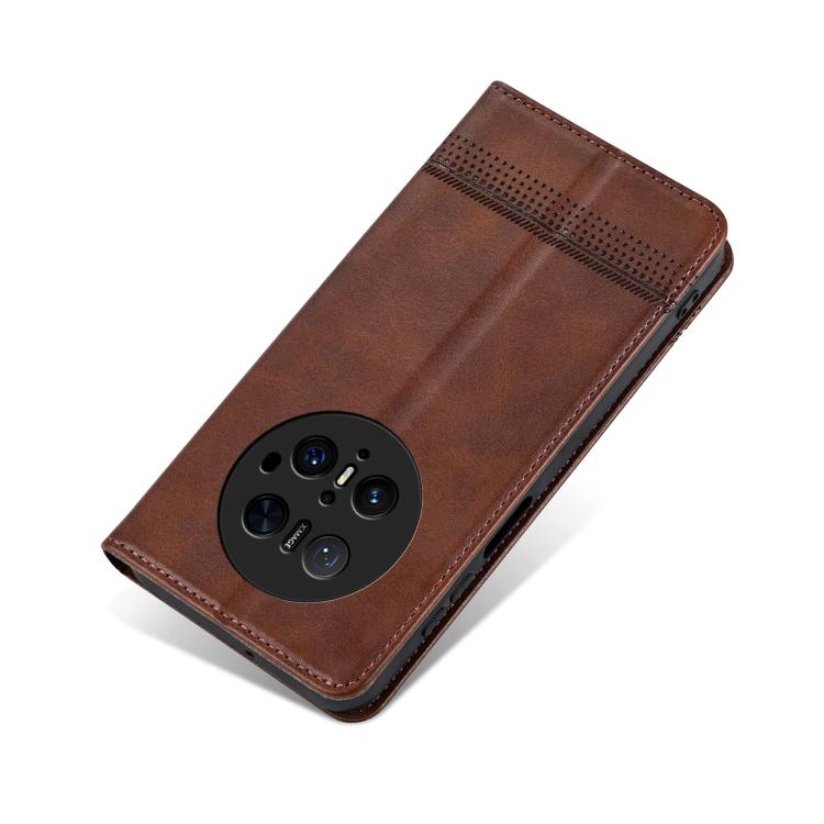 Funda Piel Sintética Azns con Tapa Magnética para Huawei Mate 70 Pro/70 Pro+ (Marrón Oscuro)