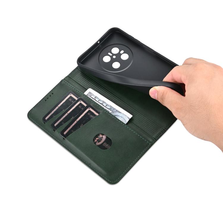 Funda Piel Sintética Azns con Tapa Magnética para Huawei Mate 70 (Verde Oscuro)