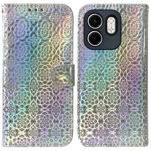 Funda de Cuero con Hebilla Magnética para Infinix Hot 50I Smart 9 (Plateada)