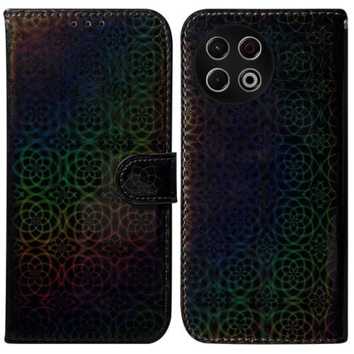 Funda de cuero con hebilla magnética colorida para Tecno Spark 30 Pro (negra)