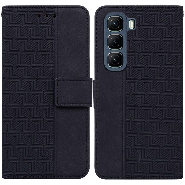 Funda para Infinix Hot 50 5G Geométrico en Relieve Caja de Cuero (Negro)