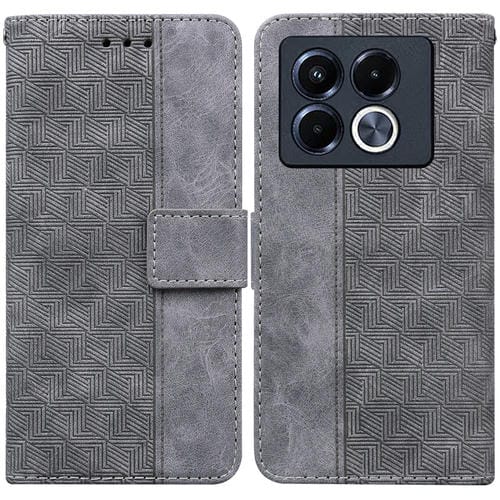 Funda de Cuero con Relieve Geométrico para Teléfono Infinix Note 40 5G (Gris)