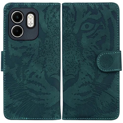 Funda de Cuero con Tapa y Estampado de Tigre para Infinix Hot 50I/Smart 9 (Verde)