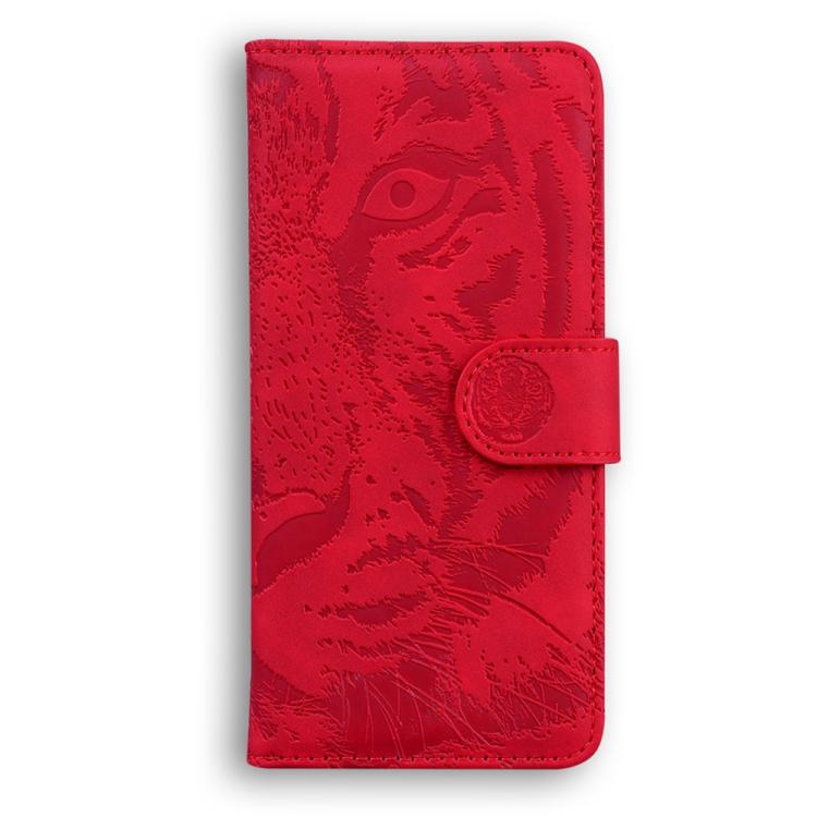 Funda de cuero con tapa y estampado de tigre para Infinix Hot 50 Pro+ 4G (roja)