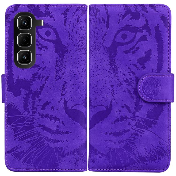 Funda de cuero con tapa y estampado de tigre para Infinix Hot 50 Pro+ 4G (morada)