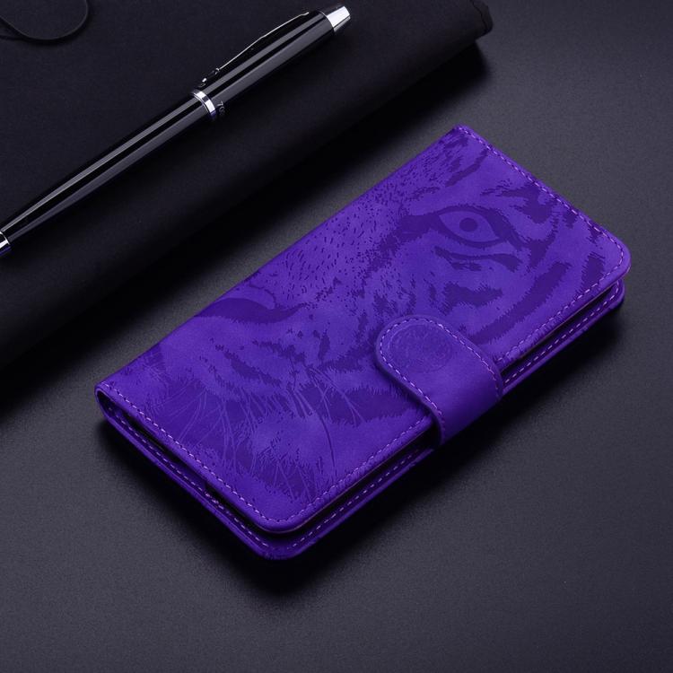 Funda de cuero con tapa y estampado de tigre para Infinix Hot 50 Pro+ 4G (morada)