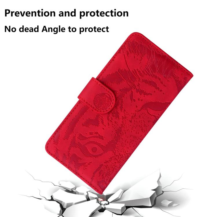 Funda de cuero con tapa y estampado de tigre para Infinix Note 50 Pro+ (roja)